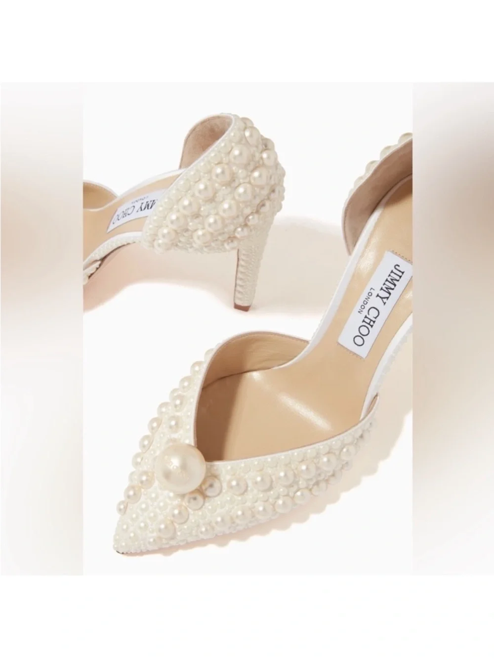 New JIMMY CHOO Sabine 85 faux pearl-embellished satin pumps 36.5 $1,895 - Picture 6 of 16